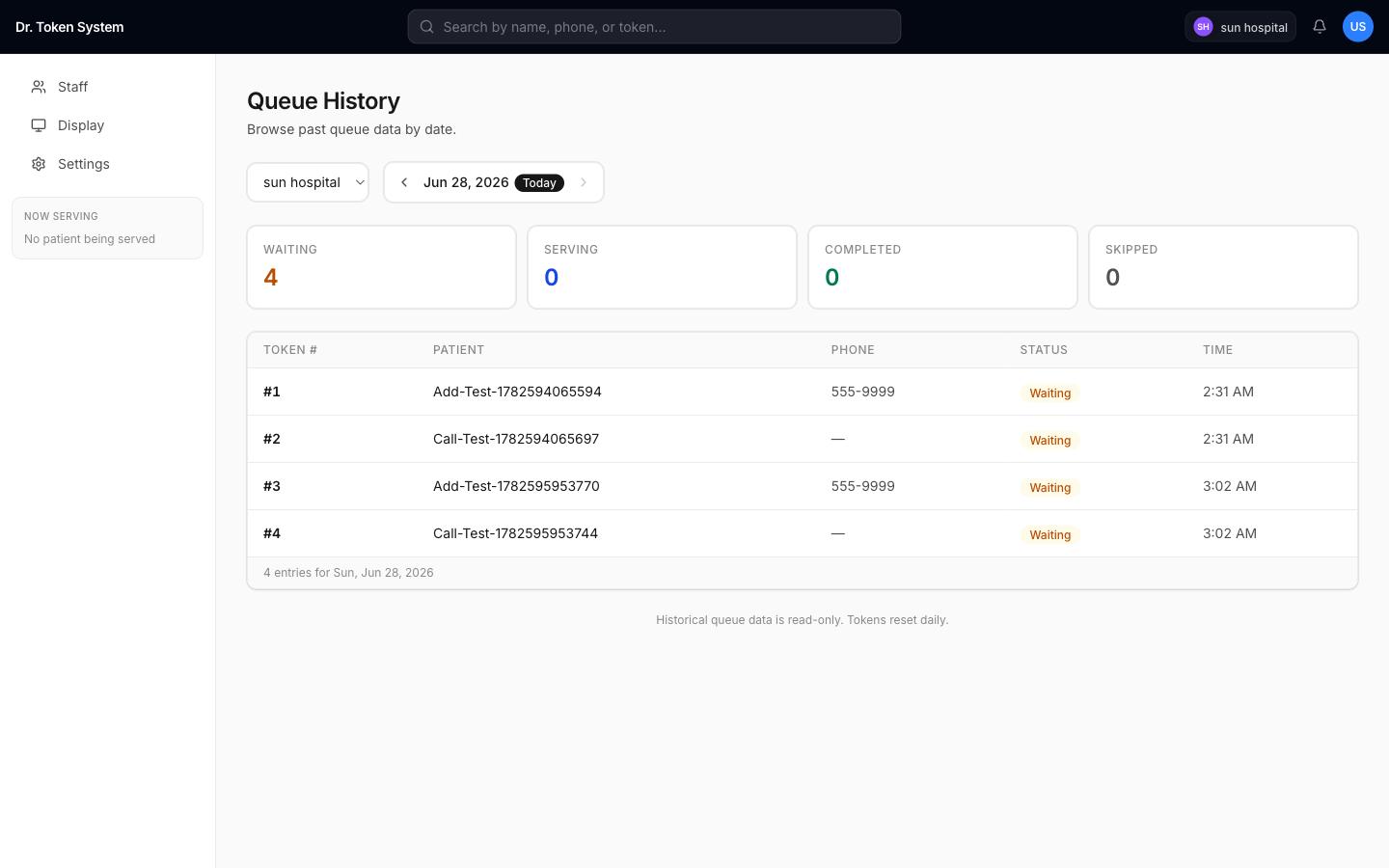 Queue History & Reports